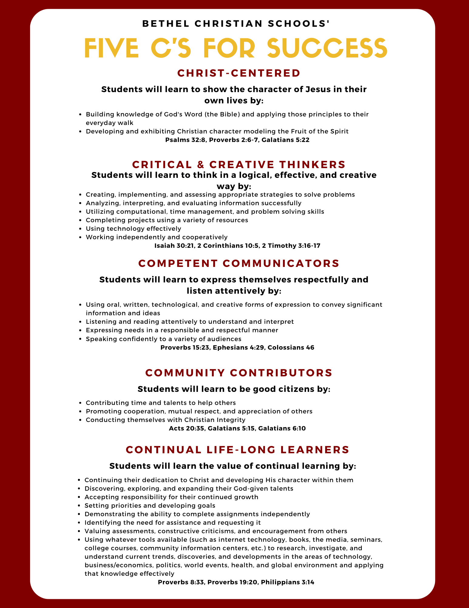 Five Cs for Success - Student Learner Outcomes